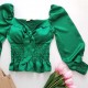 Bluza din satin culoare verde