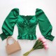 Bluza din satin culoare verde