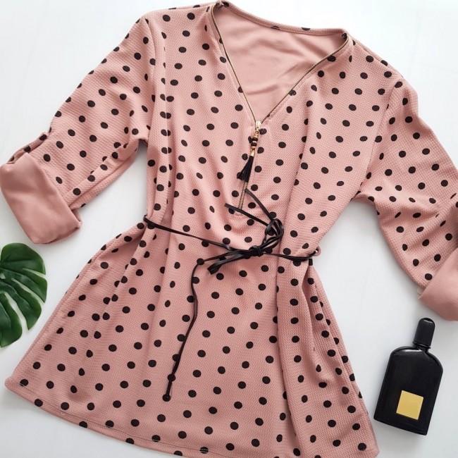 Bluza roz pudra cu bulinute Bluza roz pudra cu bulinute