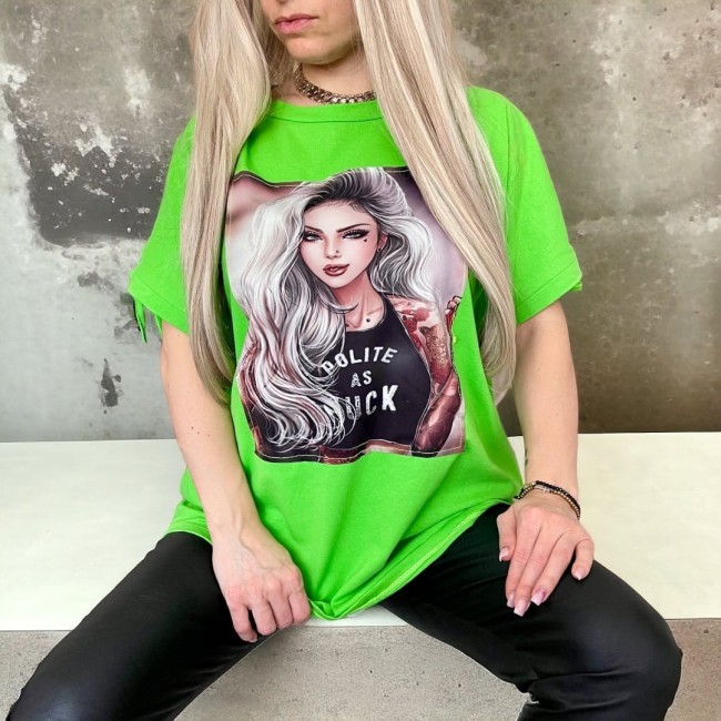 Tricou din bumbac imprimeu girl