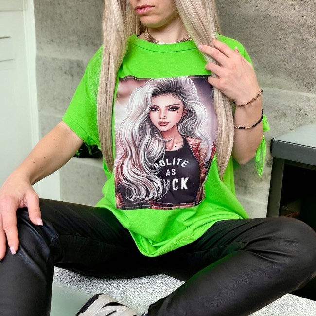 Tricou din bumbac imprimeu girl