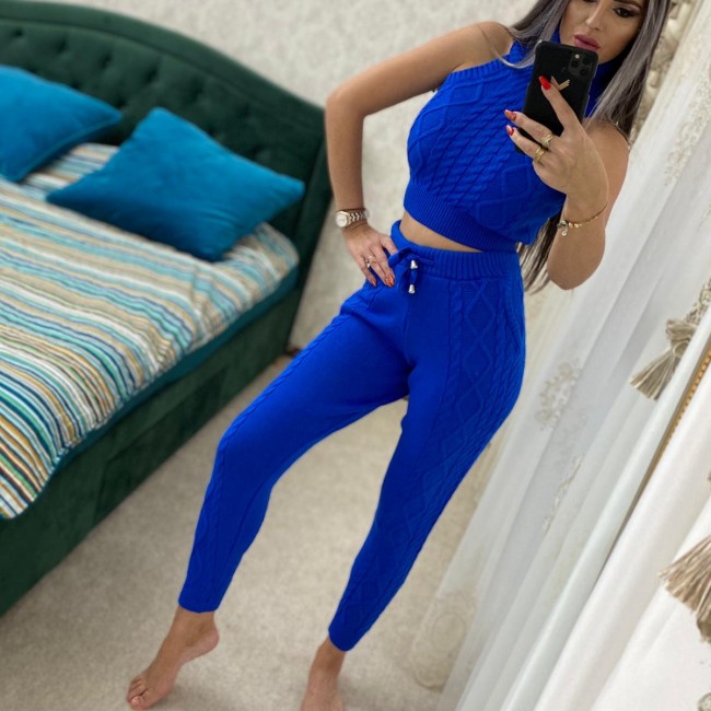 Compleu dama tricotat 4 piese albastru