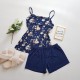 Set pijama dama albastra cu floricele 