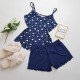 Set pijama dama de culoare albastra cu inimioare