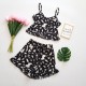 Set pijama de vara culoare negru cu imprimeu alb