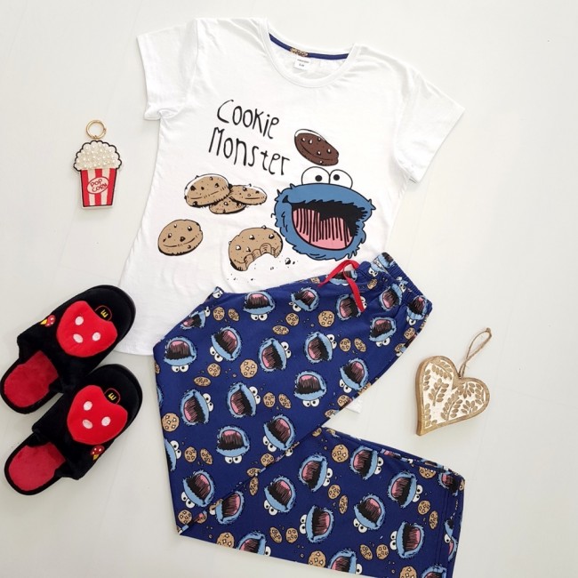 Pijama bumbac imprimeu cookie monster