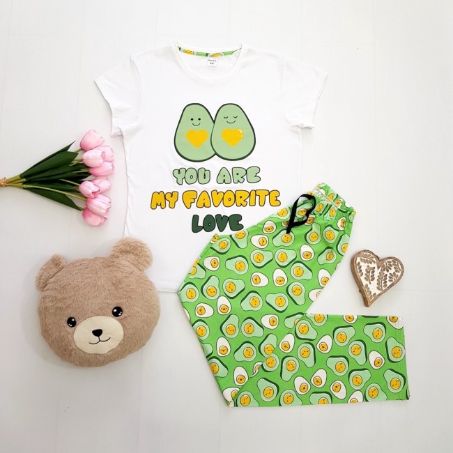 Pijama bumbac imprimeu avocado