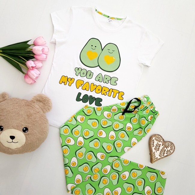 Pijama bumbac imprimeu avocado