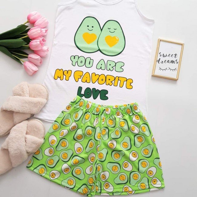 Pijama dama scurta avocado