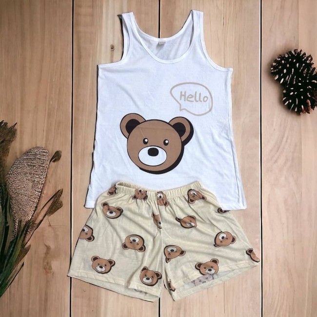 Pijama dama imprimeu bear 