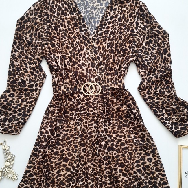 Rochie cu imprimeu animal print maro