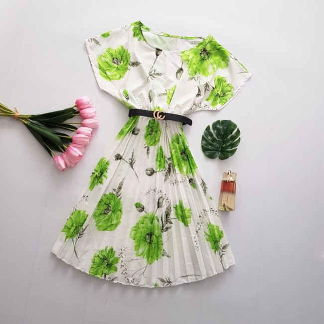 Rochie de vara cu imprimeu floral verde Anya