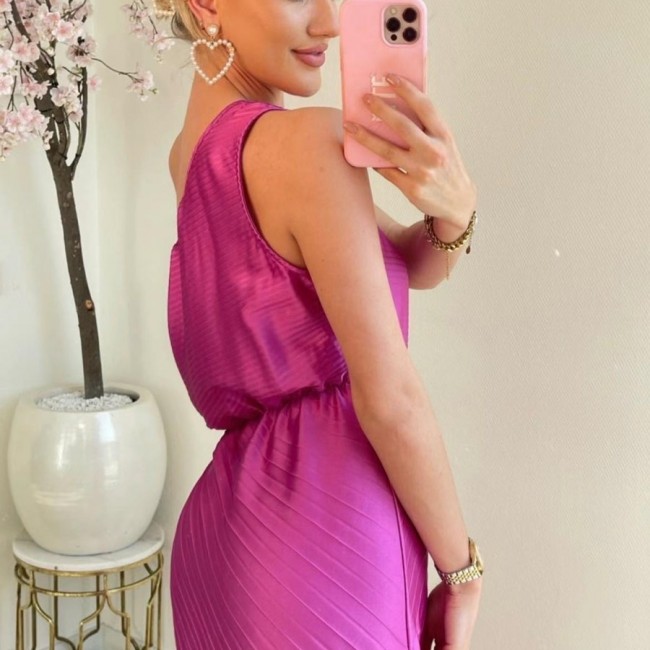 Rochie eleganta plisata fucsia