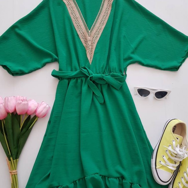 Rochie midi asimetrica verde