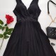 Rochie neagra de seara cu pliuri