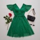 Rochie ocazii speciale verde din voal 