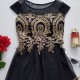 Rochie neagra din tul cu broderie aurie