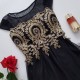 Rochie neagra din tul cu broderie aurie