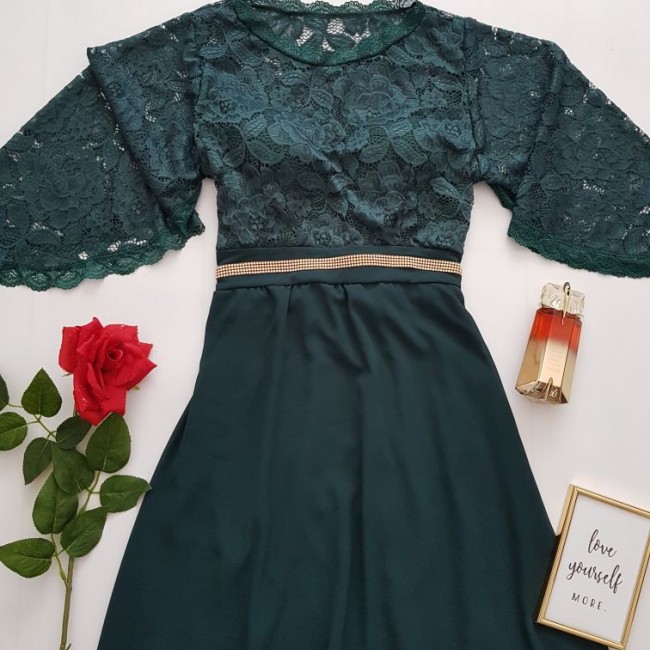 Rochie eleganta verde cu dantela