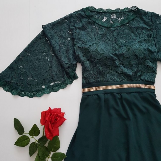 Rochie eleganta verde cu dantela