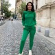 Trening dama din tricot verde cu inscriptie vogue